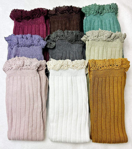 Ribbed Socks with matching color ruffle ~ Onesize~ fits 1-12 years best