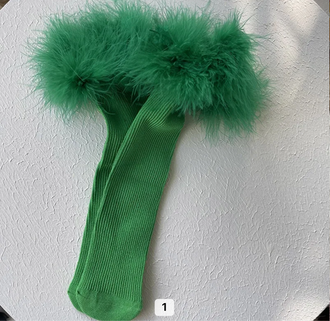 Fur Socks- Green