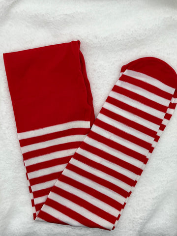 New Style Christmas Tights White and Red Strips Fits best ages 4-12